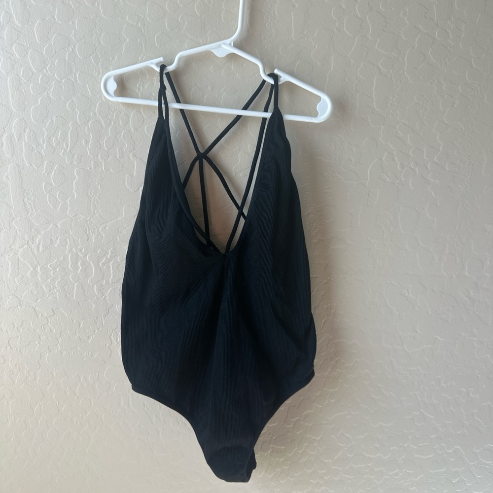 Black Strappy One-Piece Swimsuit